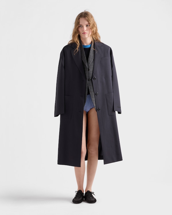 Single-breasted light wool coat - Navy Single-breasted light wool coat - Navy