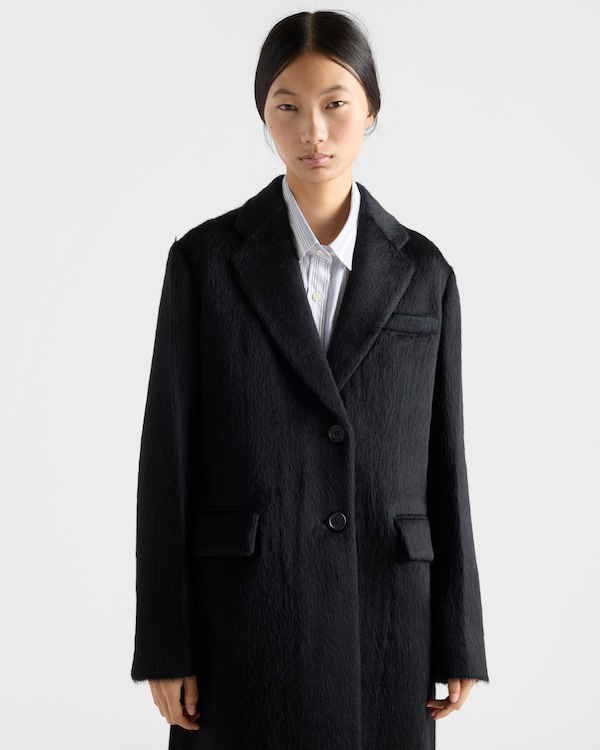 Single-breasted velour coat - Navy Single-breasted velour coat - Navy