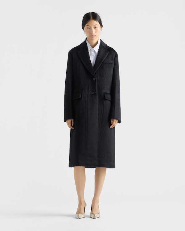 Single-breasted velour coat - Navy Single-breasted velour coat - Navy