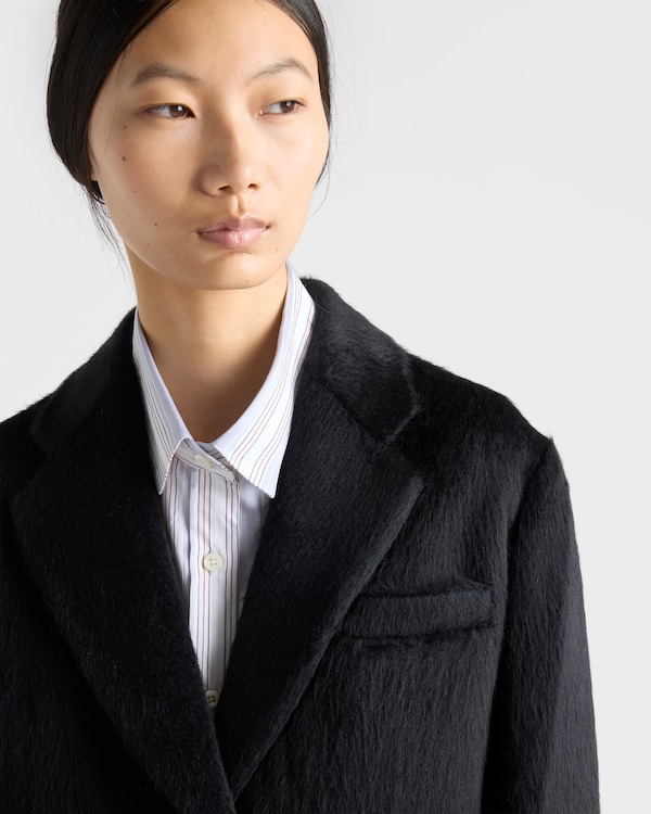 Single-breasted velour coat - Navy Single-breasted velour coat - Navy