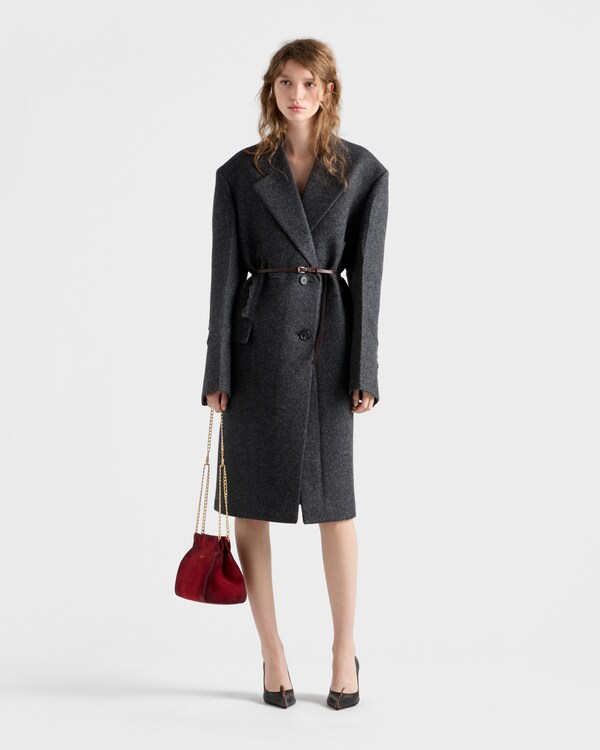 Single-breasted shetland wool coat - Slate Gray Single-breasted shetland wool coat - Slate Gray
