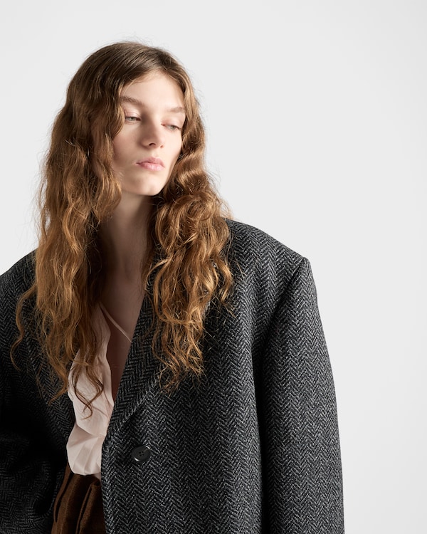 Single-breasted chevron wool jacket - Anthracite Gray Single-breasted chevron wool jacket - Anthracite Gray