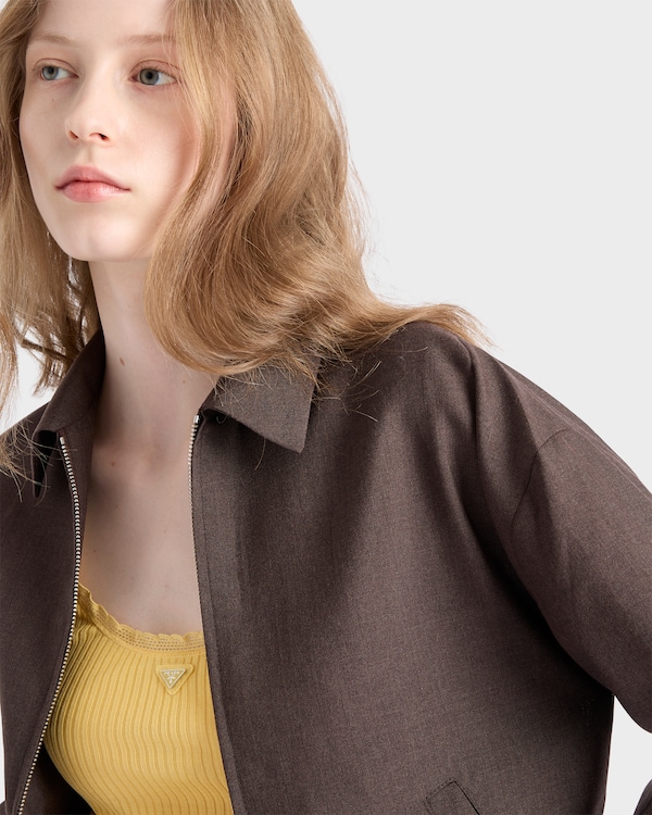 Kid mohair blouson jacket - Cocoa Brown Kid mohair blouson jacket - Cocoa Brown