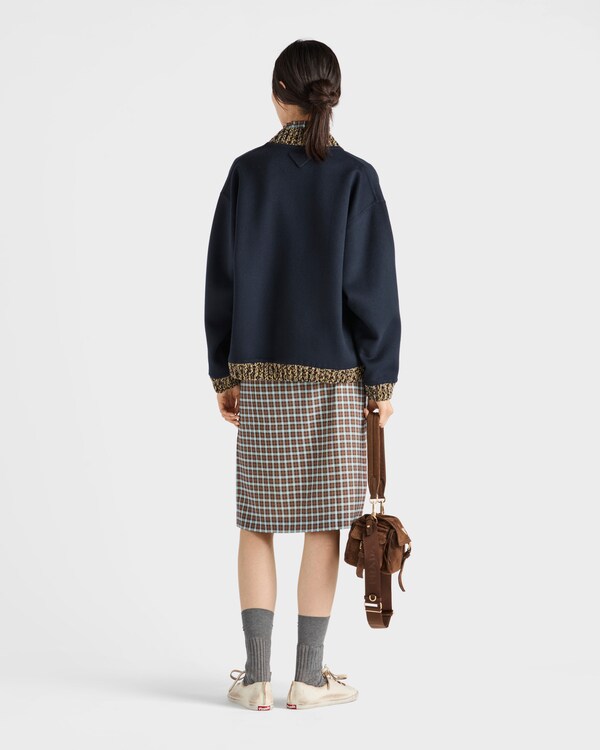 Double cashmere and wool bomber jacket - Navy Double cashmere and wool bomber jacket - Navy