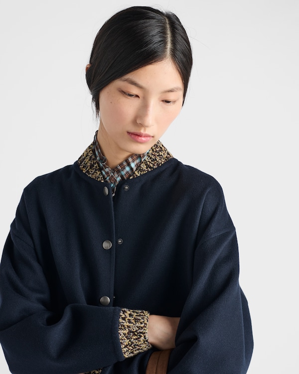 Double cashmere and wool bomber jacket - Navy Double cashmere and wool bomber jacket - Navy