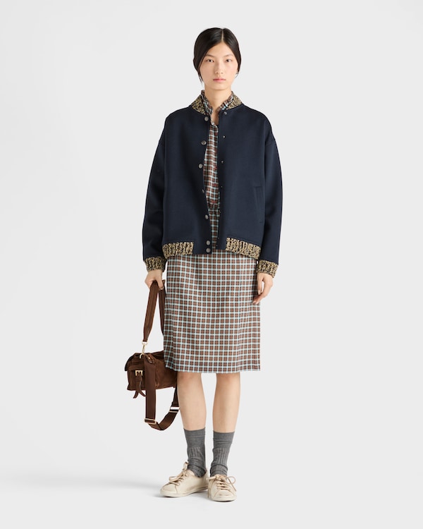 Double cashmere and wool bomber jacket - Navy Double cashmere and wool bomber jacket - Navy