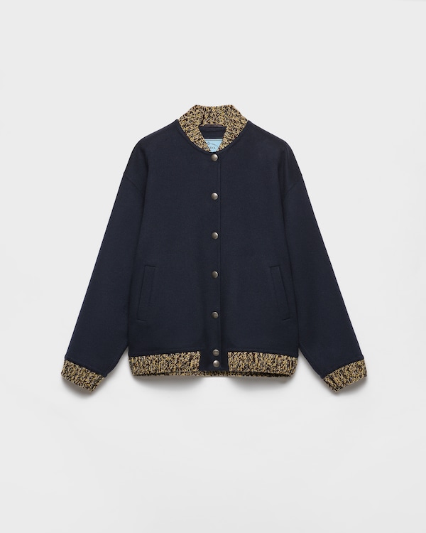 Double cashmere and wool bomber jacket - Navy Double cashmere and wool bomber jacket - Navy
