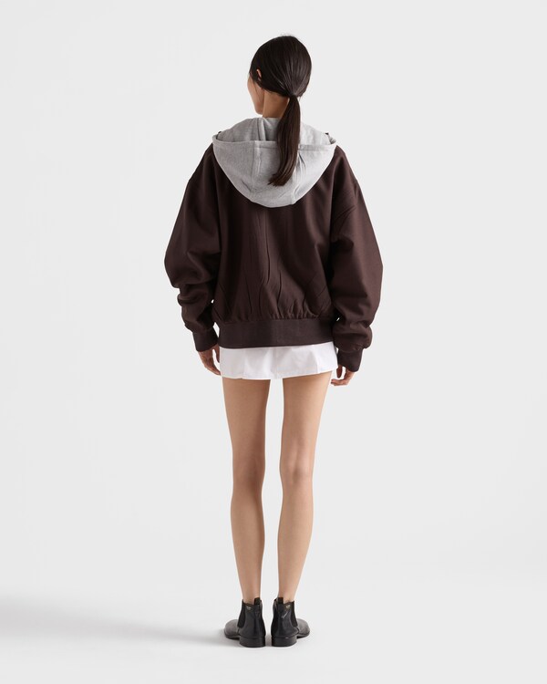 Hooded rush stitch jacket - Ebony Hooded rush stitch jacket - Ebony