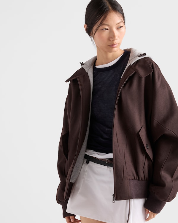 Hooded rush stitch jacket - Ebony Hooded rush stitch jacket - Ebony