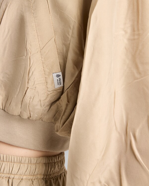 Cropped old silk bomber jacket - Limestone Cropped old silk bomber jacket - Limestone