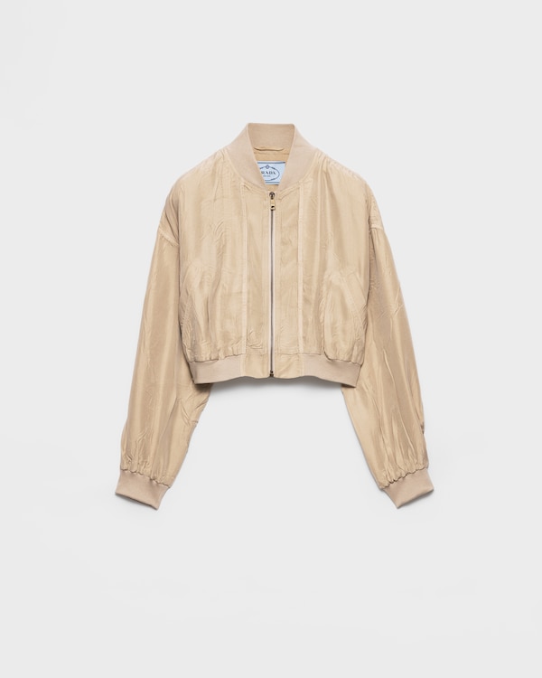 Cropped old silk bomber jacket - Limestone Cropped old silk bomber jacket - Limestone