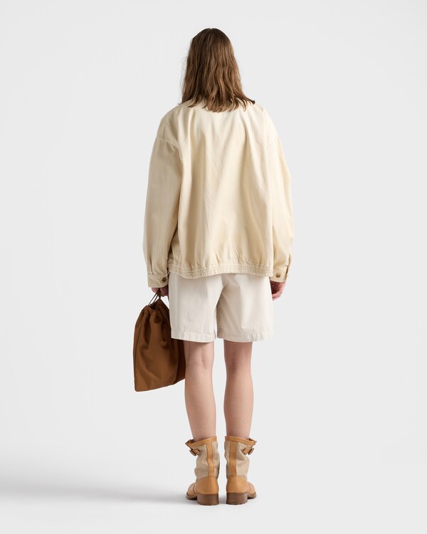 Embroidered garment-dyed old gabardine blouson jacket - Sand Beige Embroidered garment-dyed old gabardine blouson jacket - Sand Beige