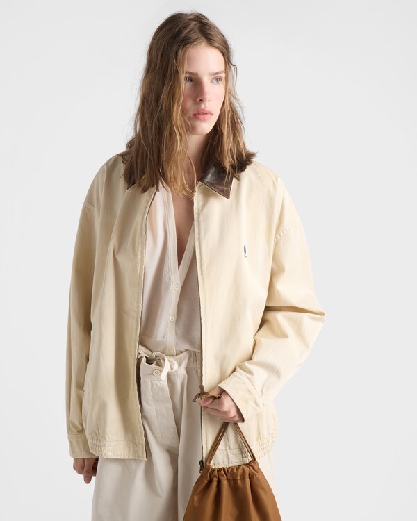 Embroidered garment-dyed old gabardine blouson jacket - Sand Beige Embroidered garment-dyed old gabardine blouson jacket - Sand Beige