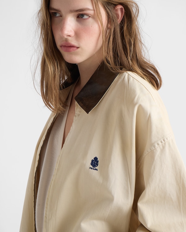 Embroidered garment-dyed old gabardine blouson jacket - Sand Beige Embroidered garment-dyed old gabardine blouson jacket - Sand Beige