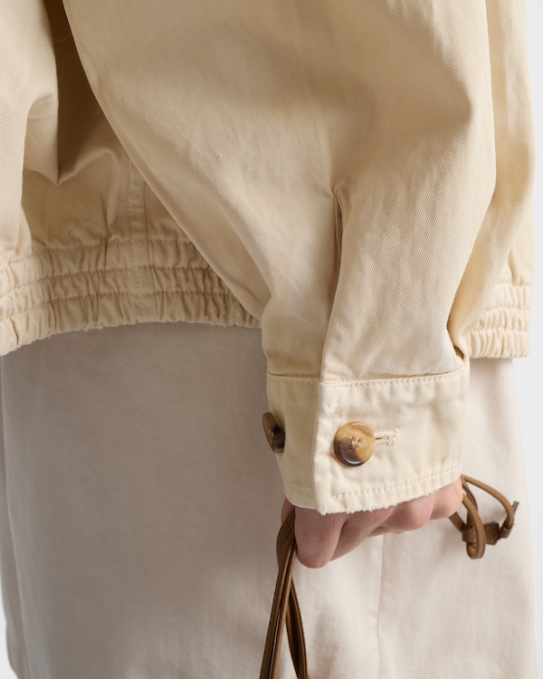 Embroidered garment-dyed old gabardine blouson jacket - Sand Beige Embroidered garment-dyed old gabardine blouson jacket - Sand Beige