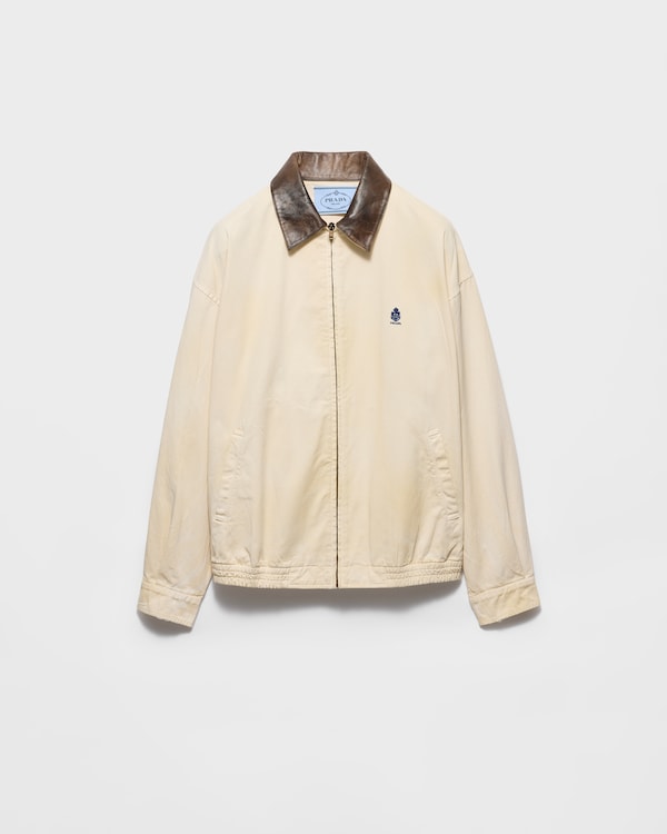 Embroidered garment-dyed old gabardine blouson jacket - Sand Beige Embroidered garment-dyed old gabardine blouson jacket - Sand Beige