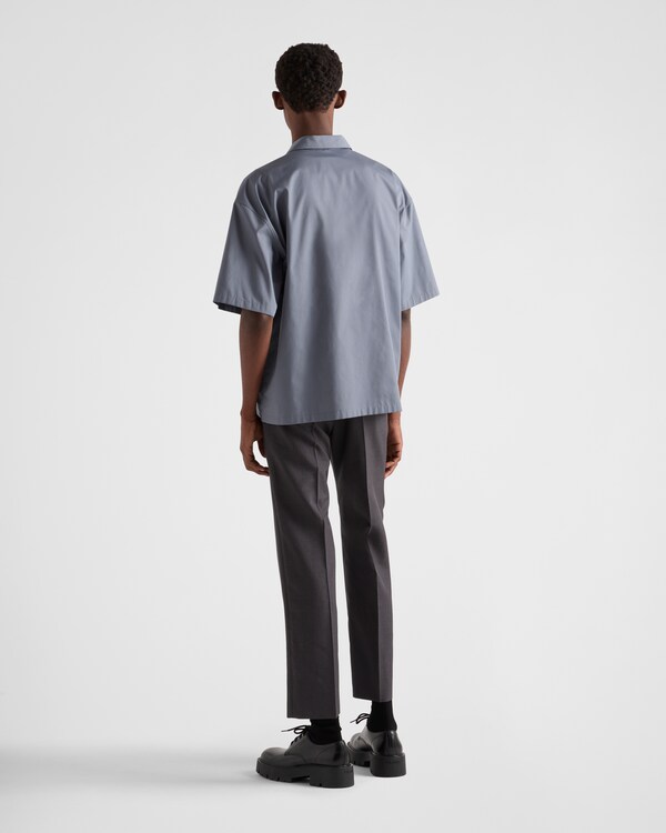 Short-sleeved technical cotton shirt - Aviator Blue Short-sleeved technical cotton shirt - Aviator Blue