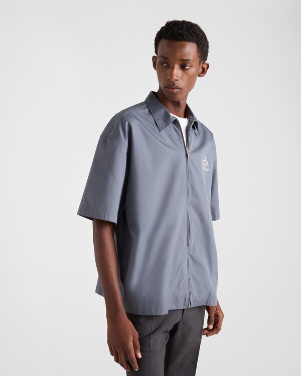 Short-sleeved technical cotton shirt - Aviator Blue Short-sleeved technical cotton shirt - Aviator Blue