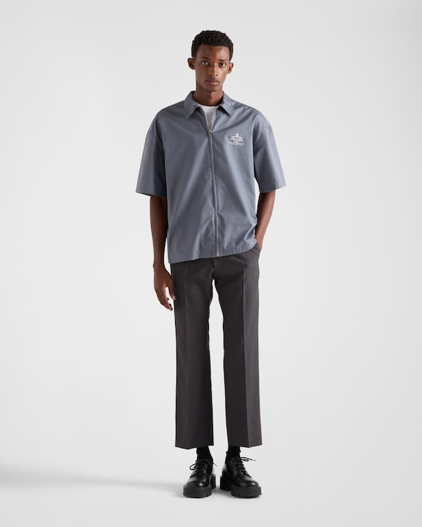 Short-sleeved technical cotton shirt - Aviator Blue Short-sleeved technical cotton shirt - Aviator Blue