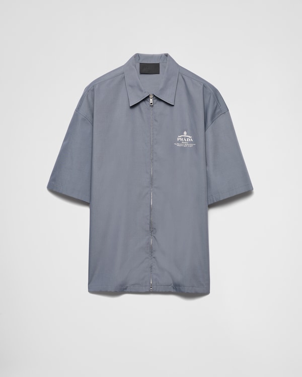Short-sleeved technical cotton shirt - Aviator Blue Short-sleeved technical cotton shirt - Aviator Blue