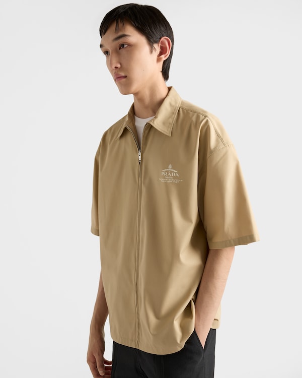 Short-sleeved technical cotton shirt - Desert Beige Short-sleeved technical cotton shirt - Desert Beige