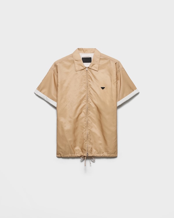 Short-sleeved Re-Nylon zipper shirt - Camel Brown Short-sleeved Re-Nylon zipper shirt - Camel Brown