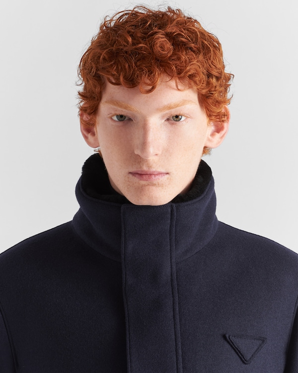 Wool blend and shearling jacket - Navy Wool blend and shearling jacket - Navy