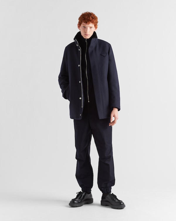 Wool blend and shearling jacket - Navy Wool blend and shearling jacket - Navy