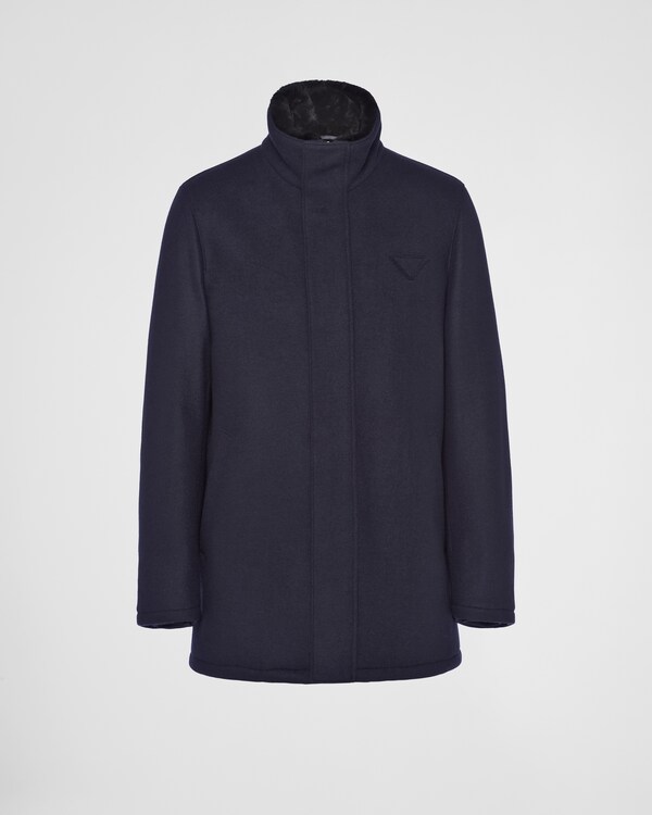 Wool blend and shearling jacket - Navy Wool blend and shearling jacket - Navy