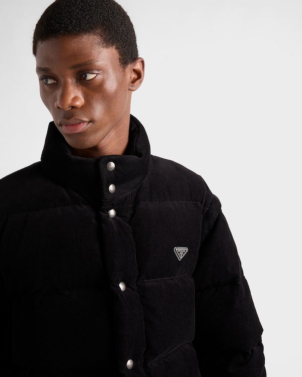 Medium-weight corduroy down jacket - Black Medium-weight corduroy down jacket - Black