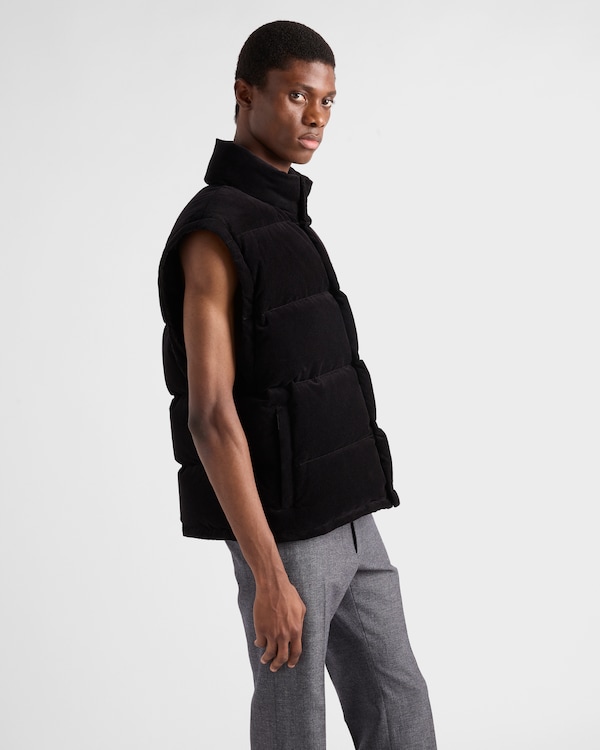Medium-weight corduroy down jacket - Black Medium-weight corduroy down jacket - Black