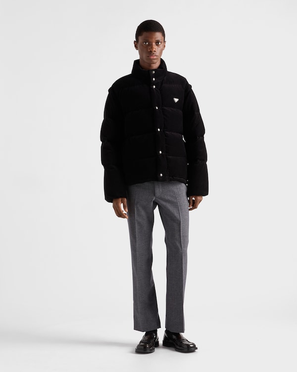 Medium-weight corduroy down jacket - Black Medium-weight corduroy down jacket - Black