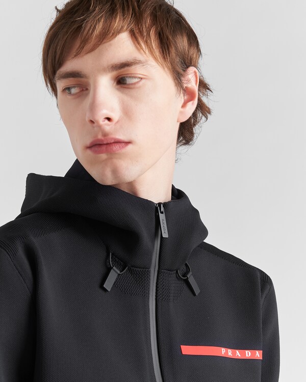 Techno Piqué hoodie - Black Techno Piqué hoodie - Black