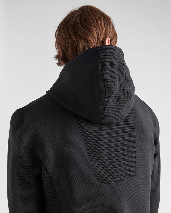 Techno Piqué hoodie - Black Techno Piqué hoodie - Black