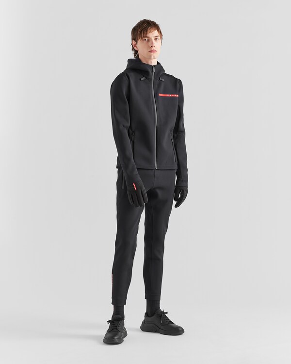 Techno Piqué hoodie - Black Techno Piqué hoodie - Black
