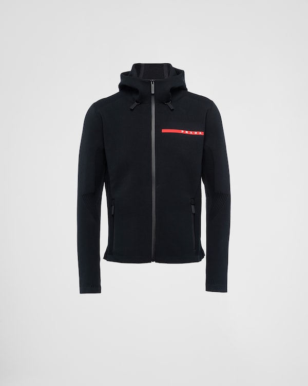 Techno Piqué hoodie - Black Techno Piqué hoodie - Black