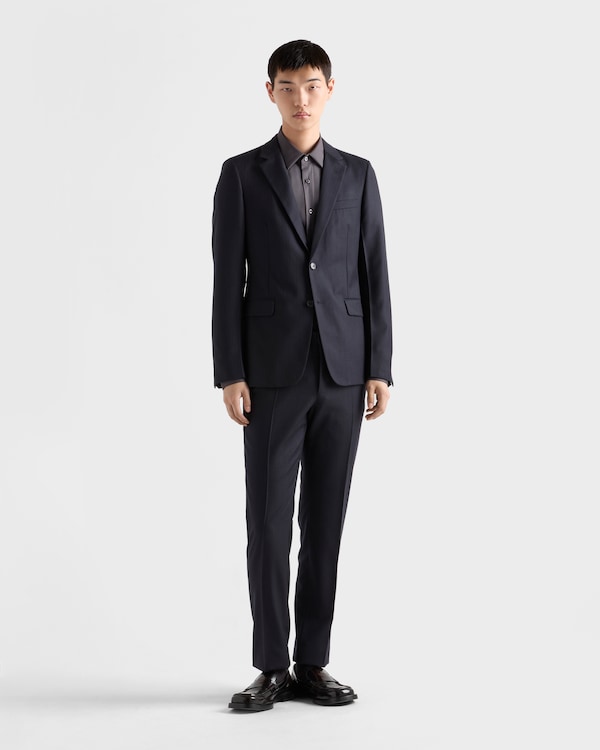 单排扣羊绒和羊毛西服套装 - 蓝色 单排扣羊绒和羊毛西服套装 - 蓝色