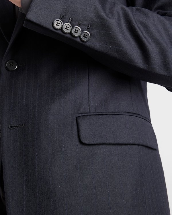 单排扣羊绒和羊毛西服套装 - 蓝色 单排扣羊绒和羊毛西服套装 - 蓝色