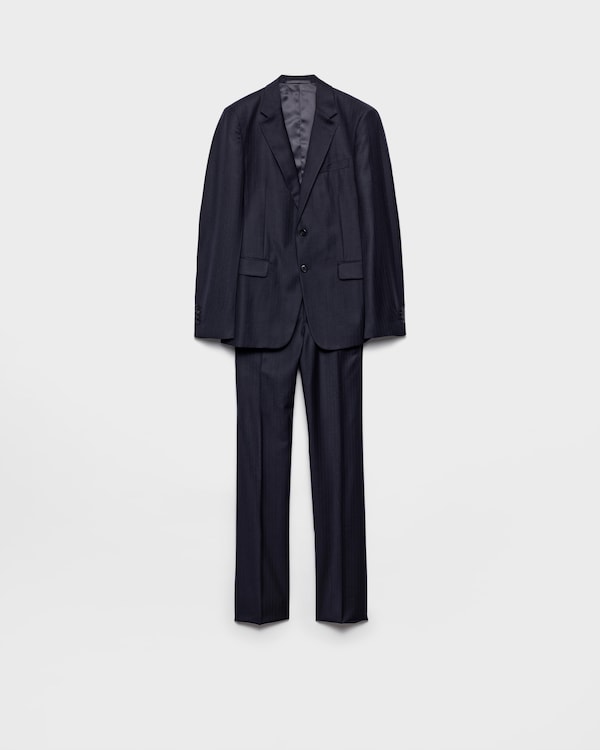 单排扣羊绒和羊毛西服套装 - 蓝色 单排扣羊绒和羊毛西服套装 - 蓝色