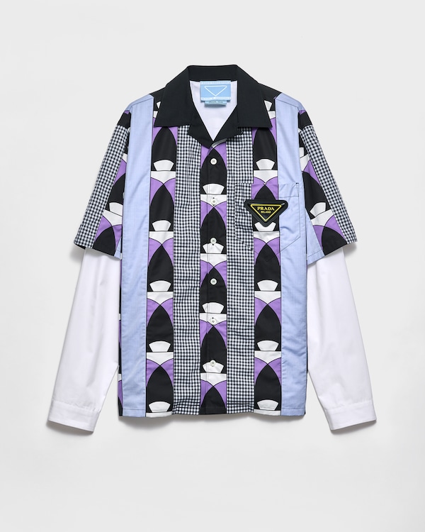 Timecapsule印花棉衬衫 - 浅蓝色/樱草色 Timecapsule印花棉衬衫 - 浅蓝色/樱草色
