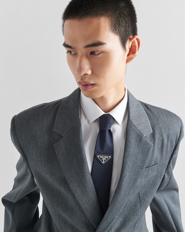 Re-Nylon gabardine tie - Blue Re-Nylon gabardine tie - Blue