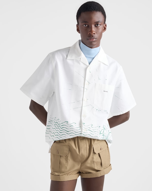 Printed cotton bowling shirt - Green Printed cotton bowling shirt - Green