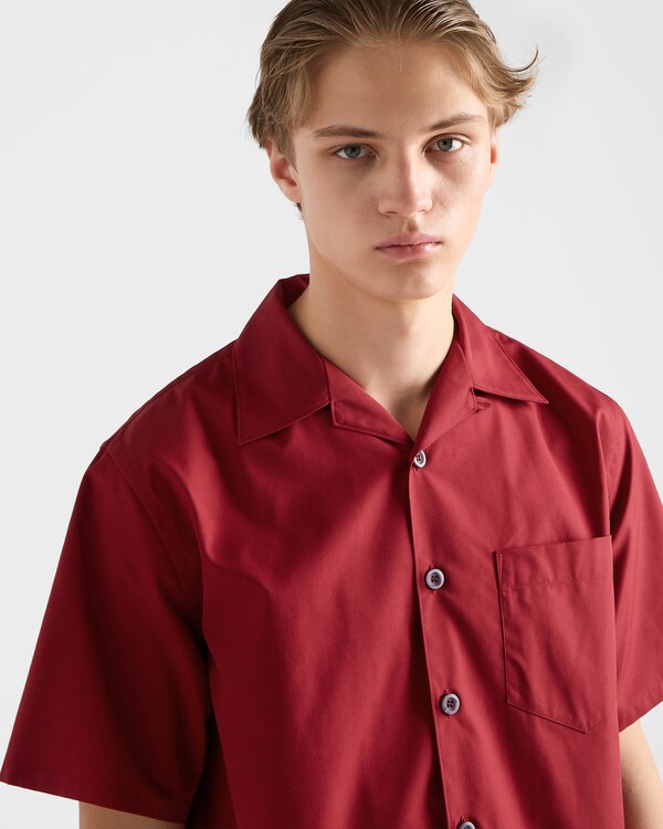 Cotton blend fringed bowling shirt - Ruby Red Cotton blend fringed bowling shirt - Ruby Red