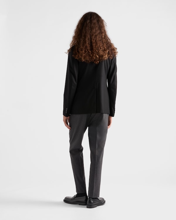 Single-breasted wool blend jacket - Black Single-breasted wool blend jacket - Black