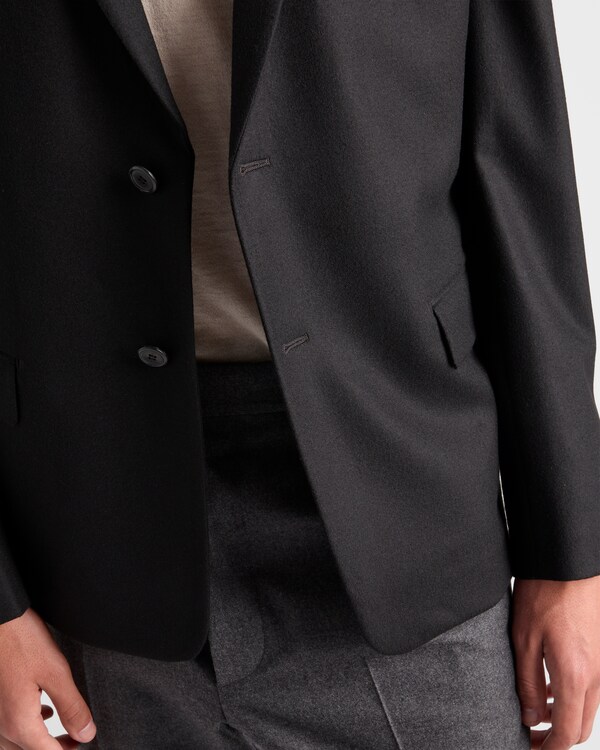 Single-breasted wool blend jacket - Black Single-breasted wool blend jacket - Black