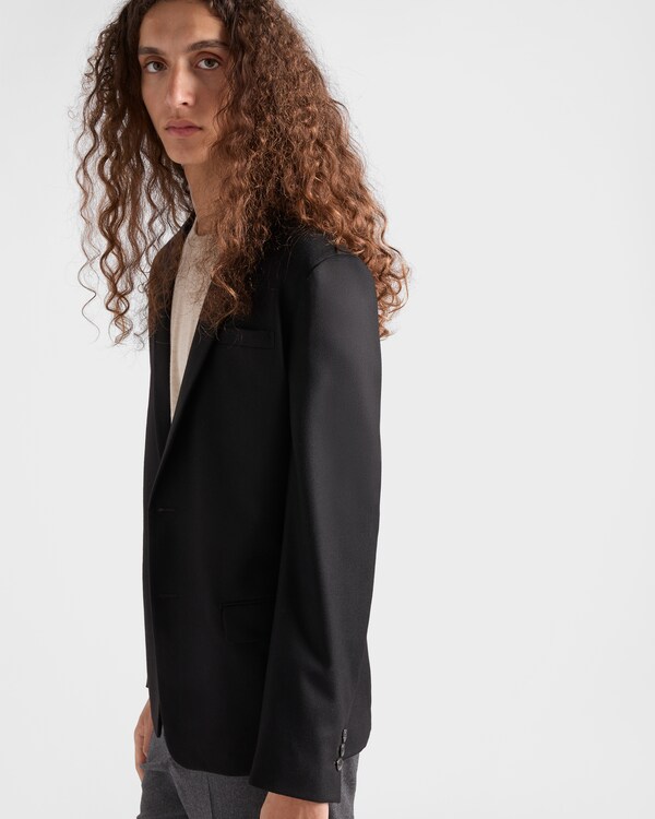 Single-breasted wool blend jacket - Black Single-breasted wool blend jacket - Black