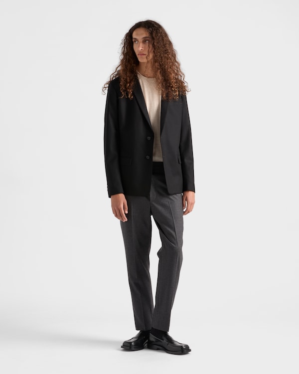 Single-breasted wool blend jacket - Black Single-breasted wool blend jacket - Black