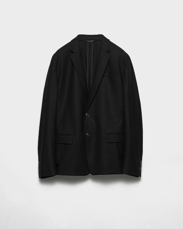 Single-breasted wool blend jacket - Black Single-breasted wool blend jacket - Black