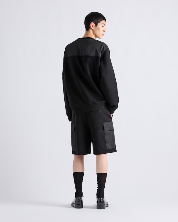 Cotton fleece and Re-Nylon sweatshirt - Black/Black Cotton fleece and Re-Nylon sweatshirt - Black/Black