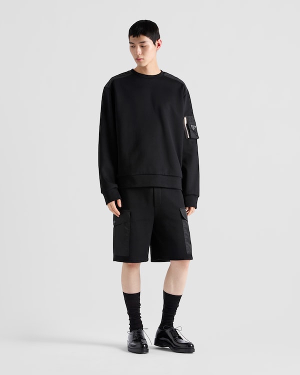 Cotton fleece and Re-Nylon sweatshirt - Black/Black Cotton fleece and Re-Nylon sweatshirt - Black/Black